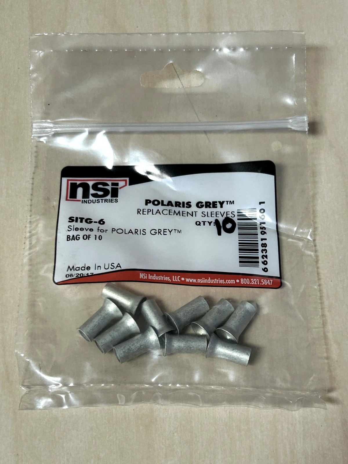 NSi Industries SITG-6 Polaris Grey Replacement Sleeves Bag of 10 Made in USA