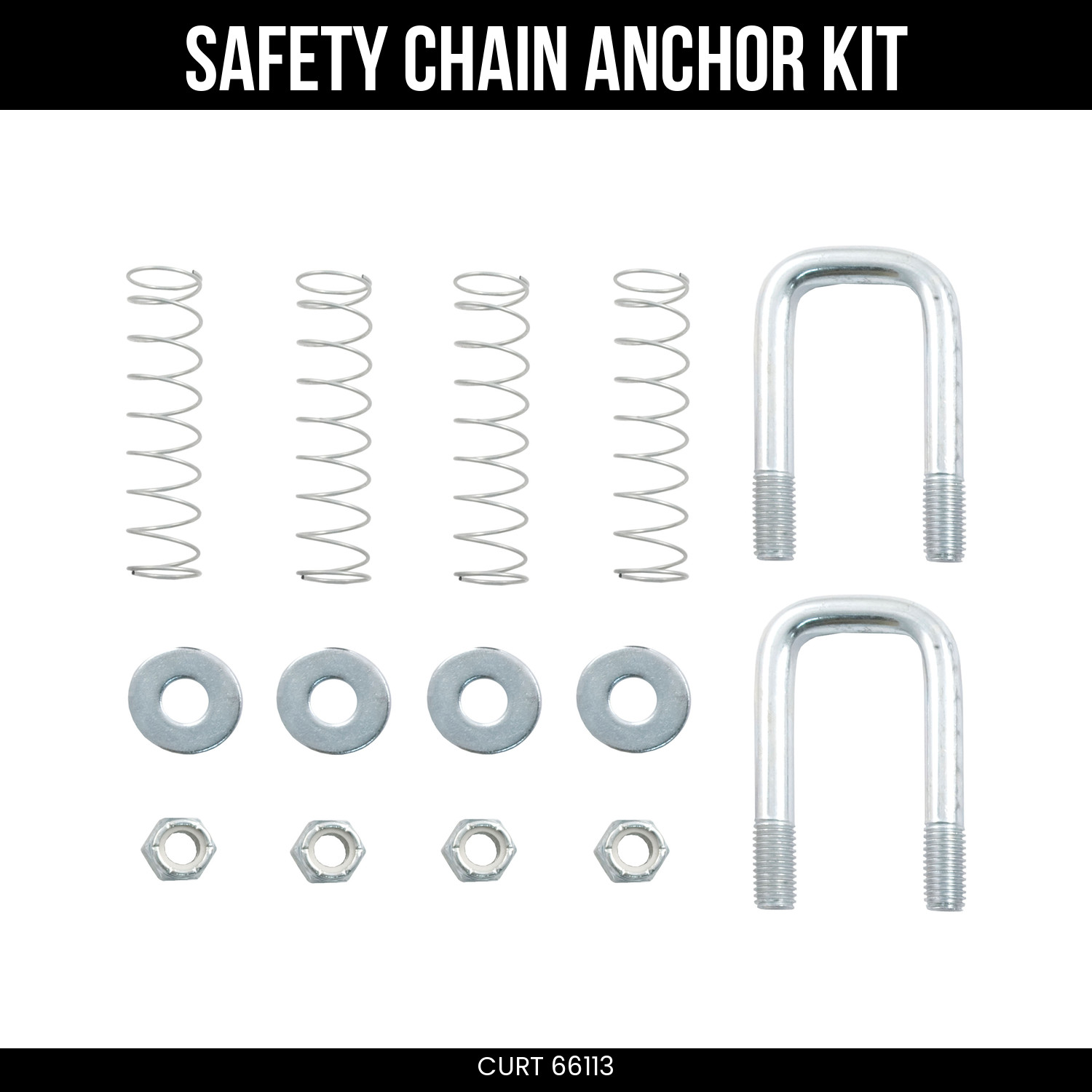 CURT Gooseneck Safety Chain Anchor U-Bolt Kit Replacement Part 66113