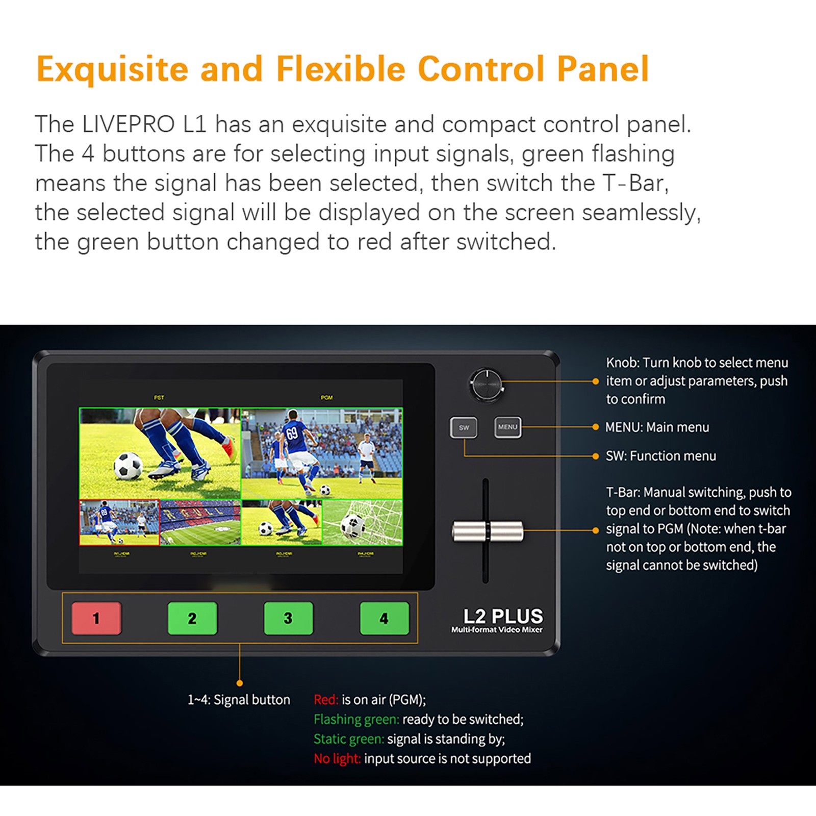 L2 PLUS Multi-Format Video Mixer Switcher With 5.5 Inch Touchscreen 4