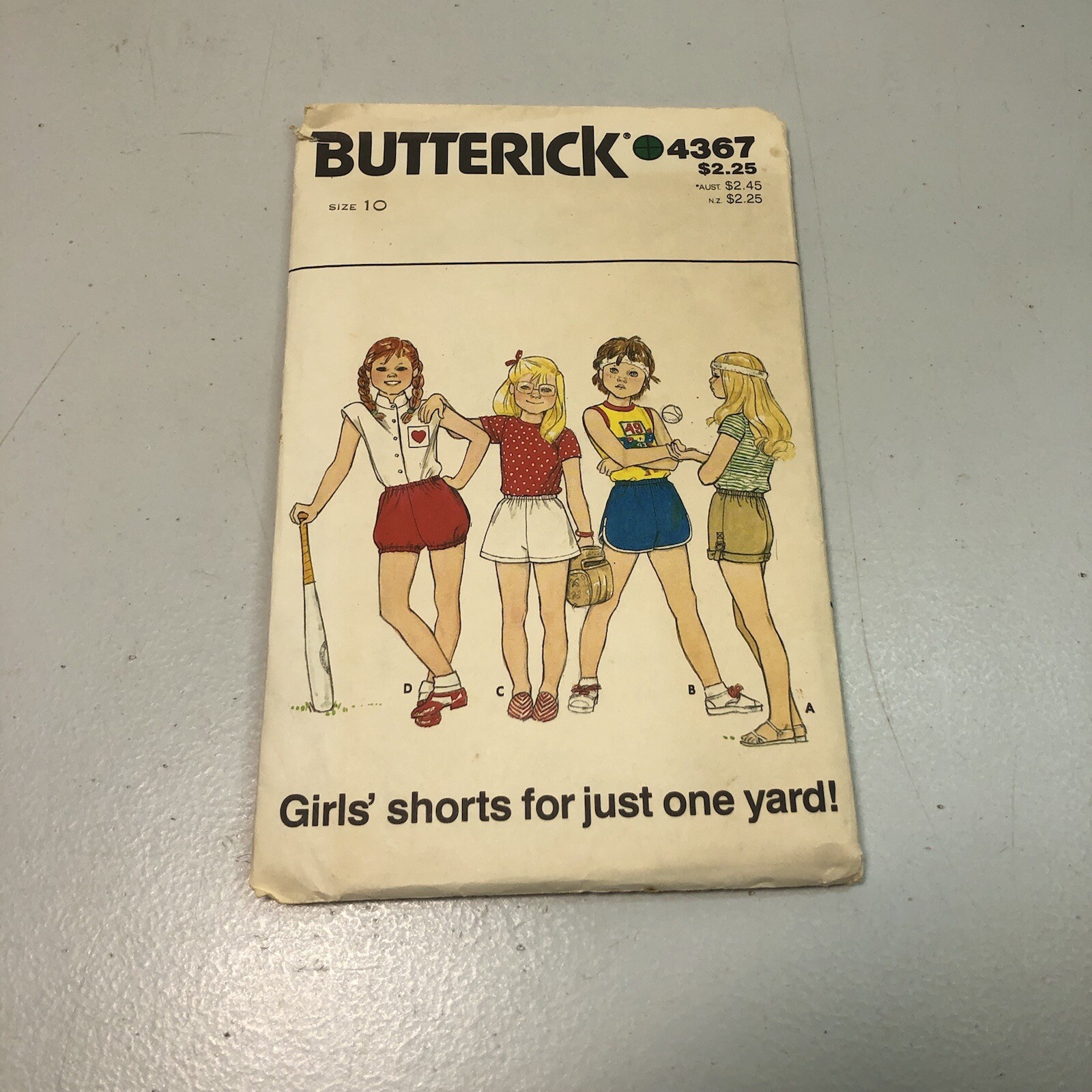 Butterick 4367 Size 10 Girls' Shorts for One Yard