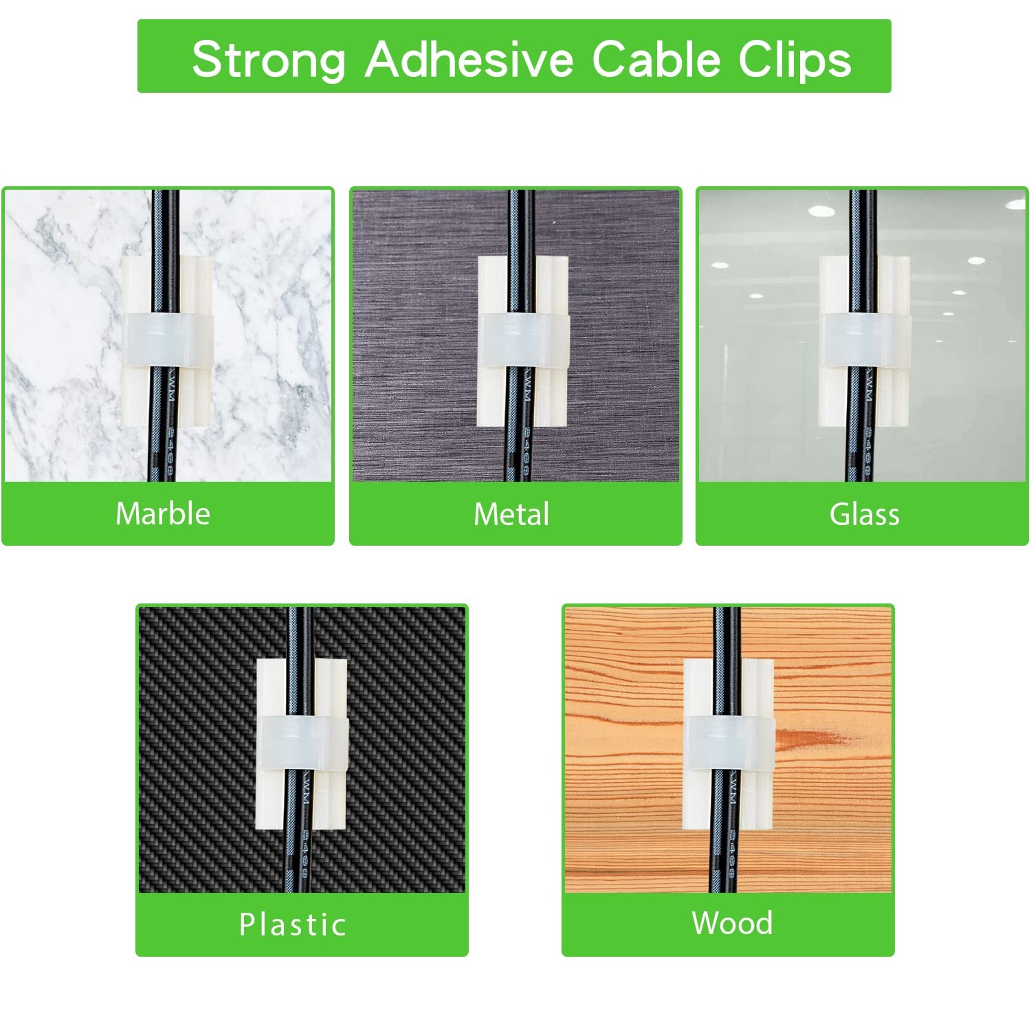 100PCS Cable Clips White, AIBOO Upgraded Wire Adhesive with 50PCS White