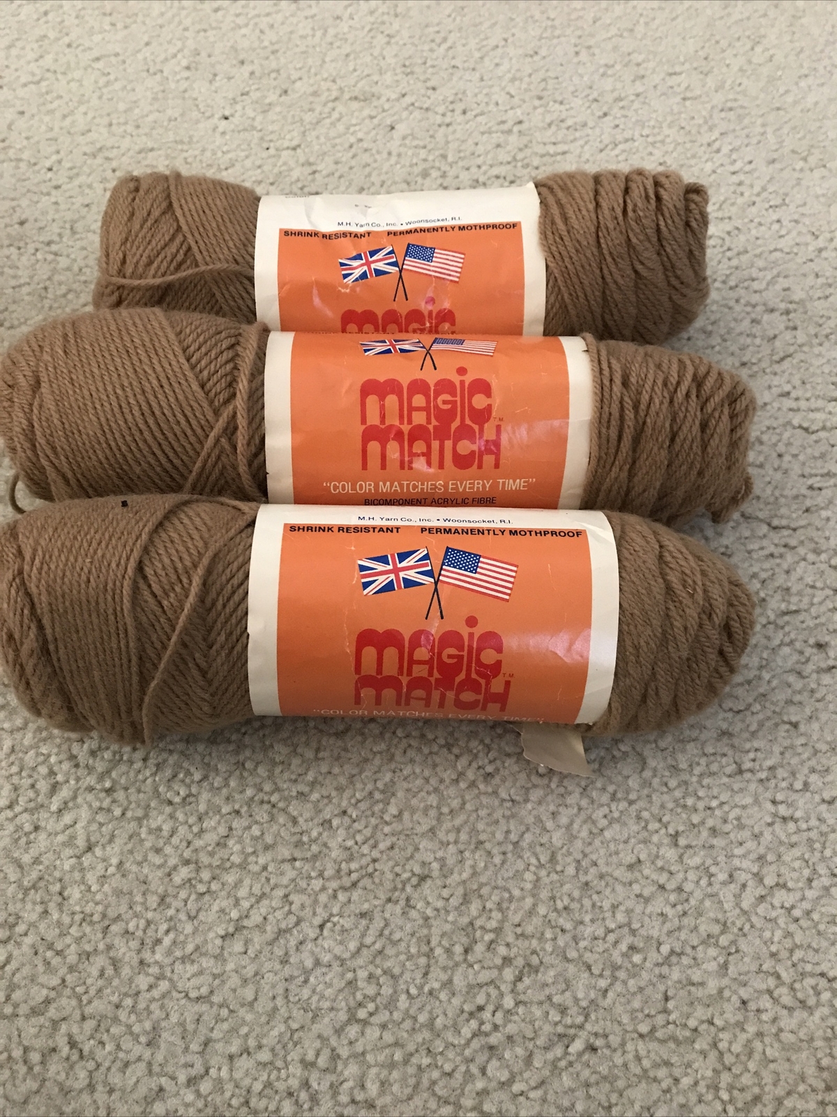Lot of 3 Magic Match Yarn, tan