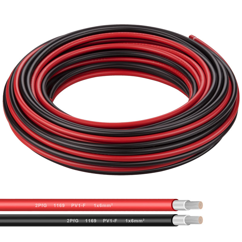 Shirbly 10Awg 6Mm Tinned Copper Pv Extension Cable - Solar Panel Connection