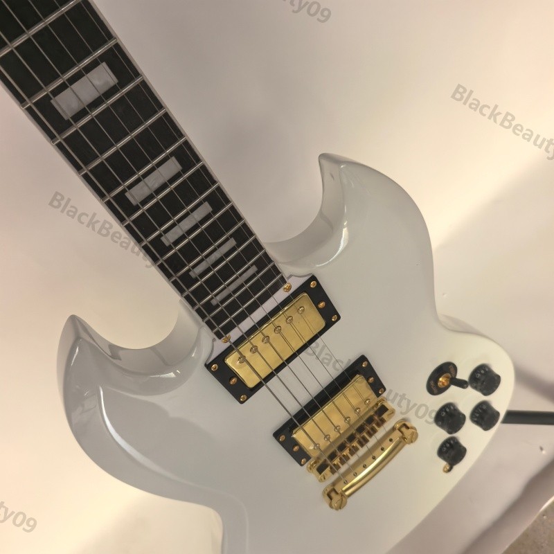 Classic Solid Body Electric Guitar White Stainless Rounded Fret Edge Bone Nut