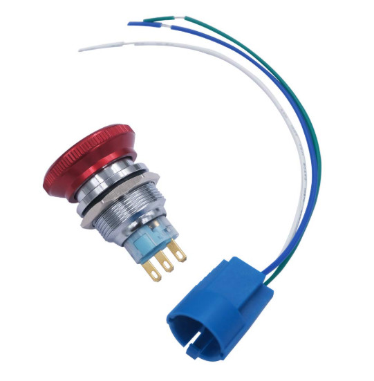 22mm Stainless Steel Metal Latching Emergency Stop Push Button Switch with Conne