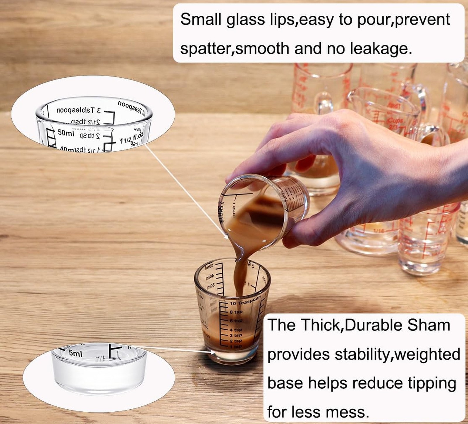 Ackers Mini Measure Heavy Glass, 32-Incremental Measurements Multi-Purpose Li...