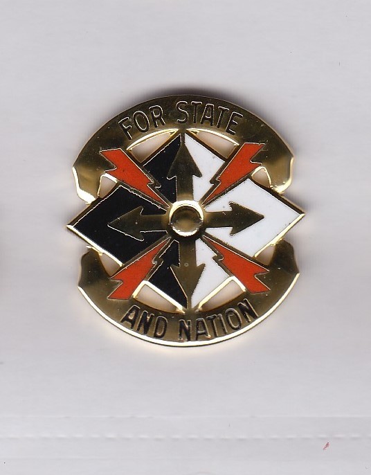 US Army 142nd Signal Brigade crest DUI badge c/b clutchback G-23