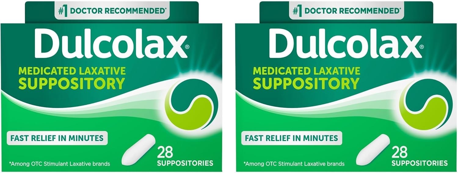 Dulcolax Bisacodyl 10mg Laxative Suppositories 28 Count (Pack of 2)