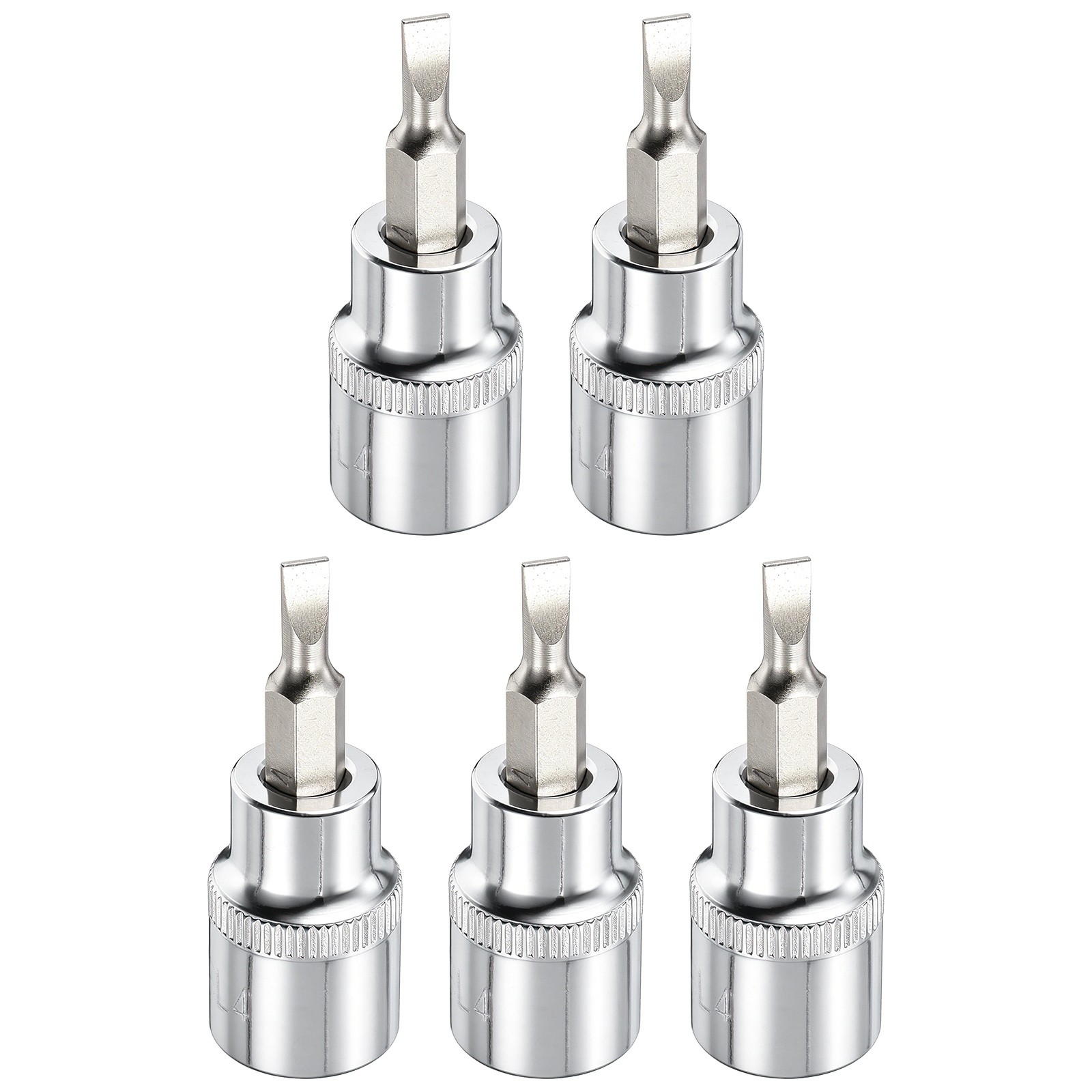 5pcs SL4 Slotted Bit Socket 4mm Metric Tip 3/8" Drive Screw Socket Wrench