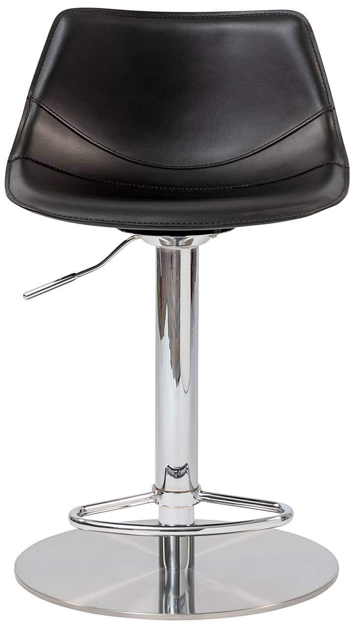 Rudy Black Leather Adjustable Swivel Stool