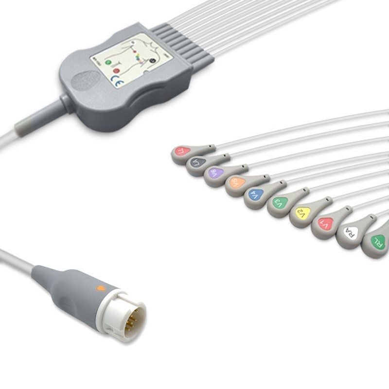 989803128951 Compatible 10-lead One-Piece ECG Cable with Snap end for Philips