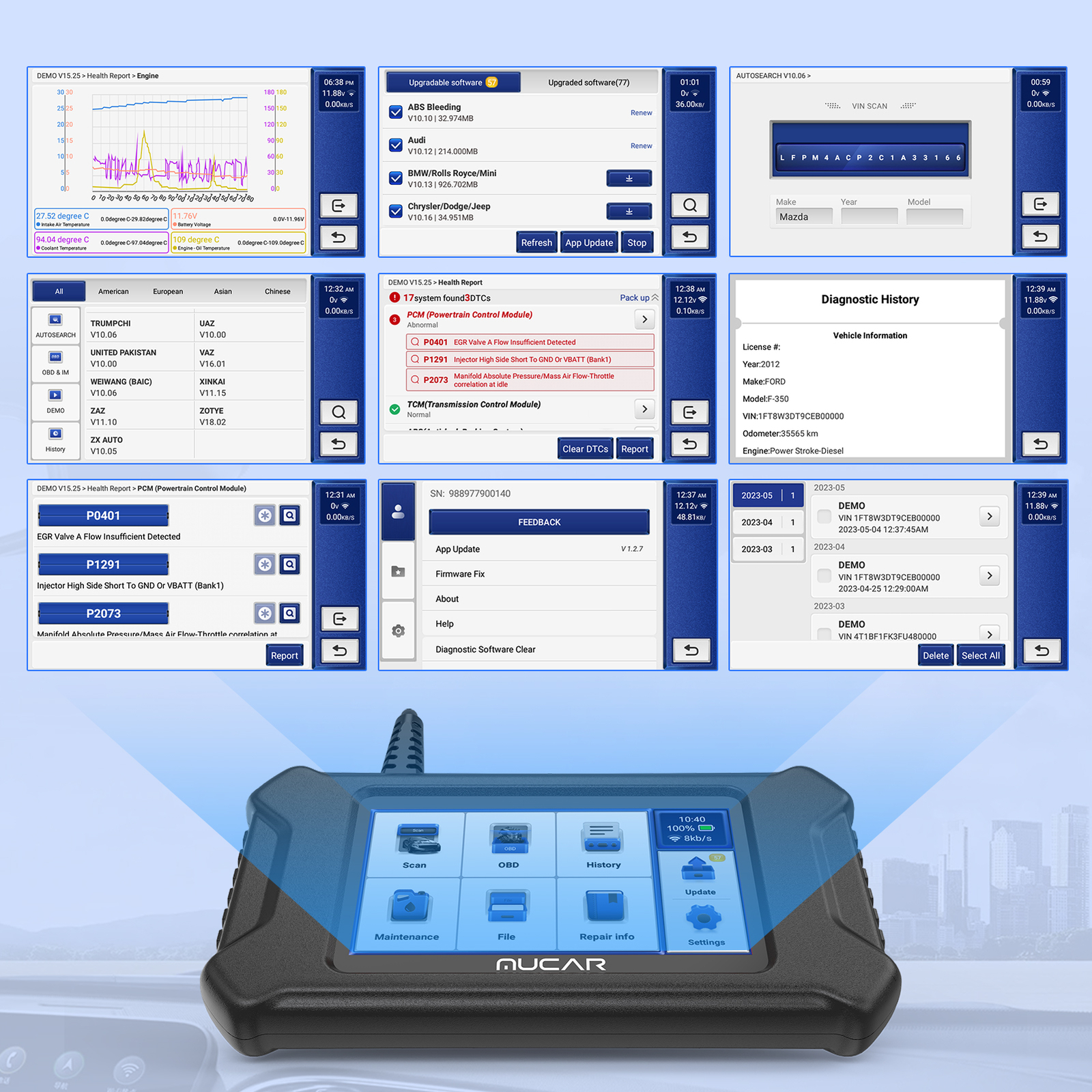 MUCAR CS6 OBD2 Scanner Code Reader Engine ABS SRS Transmission Diagnostic Tool