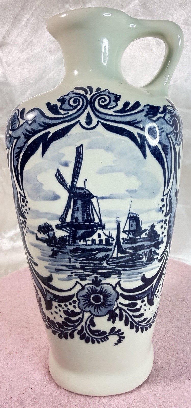 Blue Delf Wynand Fockink Amsterdam Holland Pitcher / Vase w handle Windmill