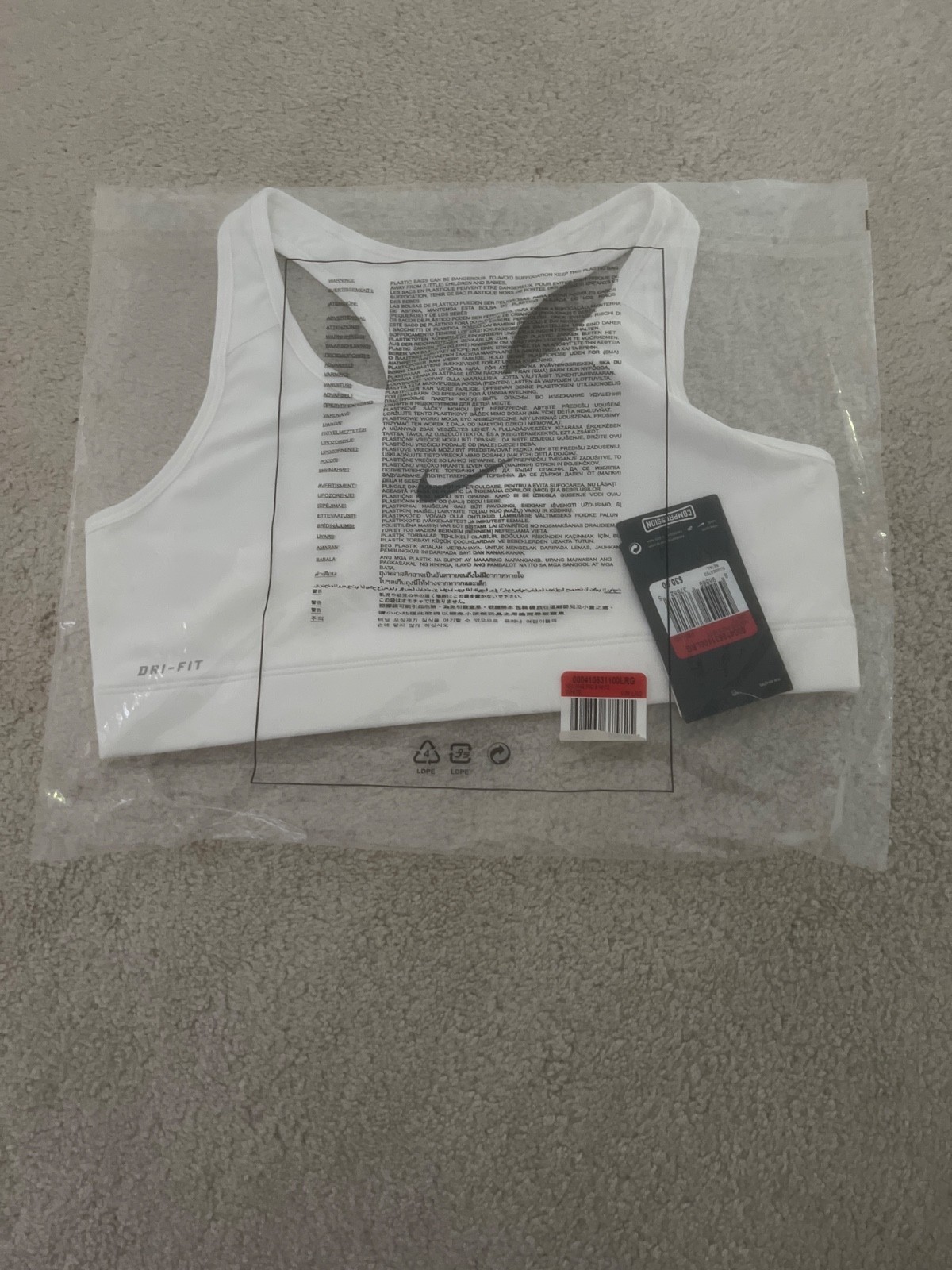 Nike Pro Women's Sports Bra, Large - White
