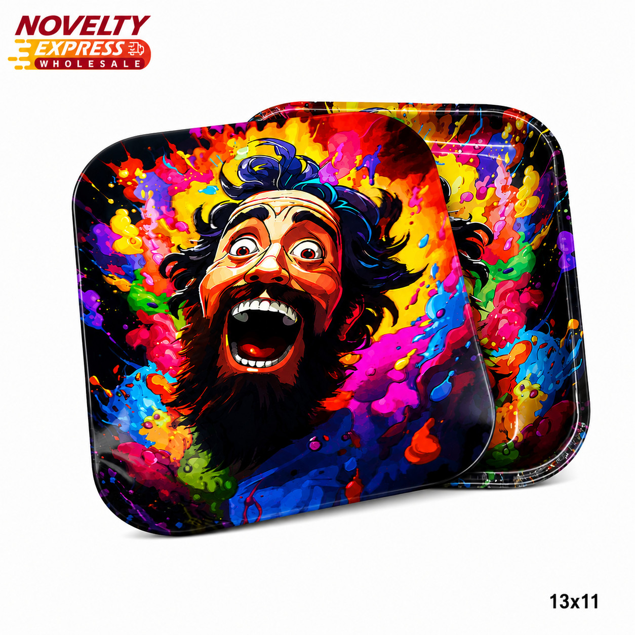 3D HOLOGRAPHIC ROLLING TRAY WITH MAGNETIC LID-13 X 11 INCH -LARGE