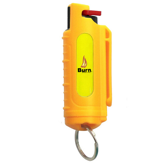 5 BURN Pepper Spray Keychain 1/2oz Self Defense Yellow Hard Shell Molded