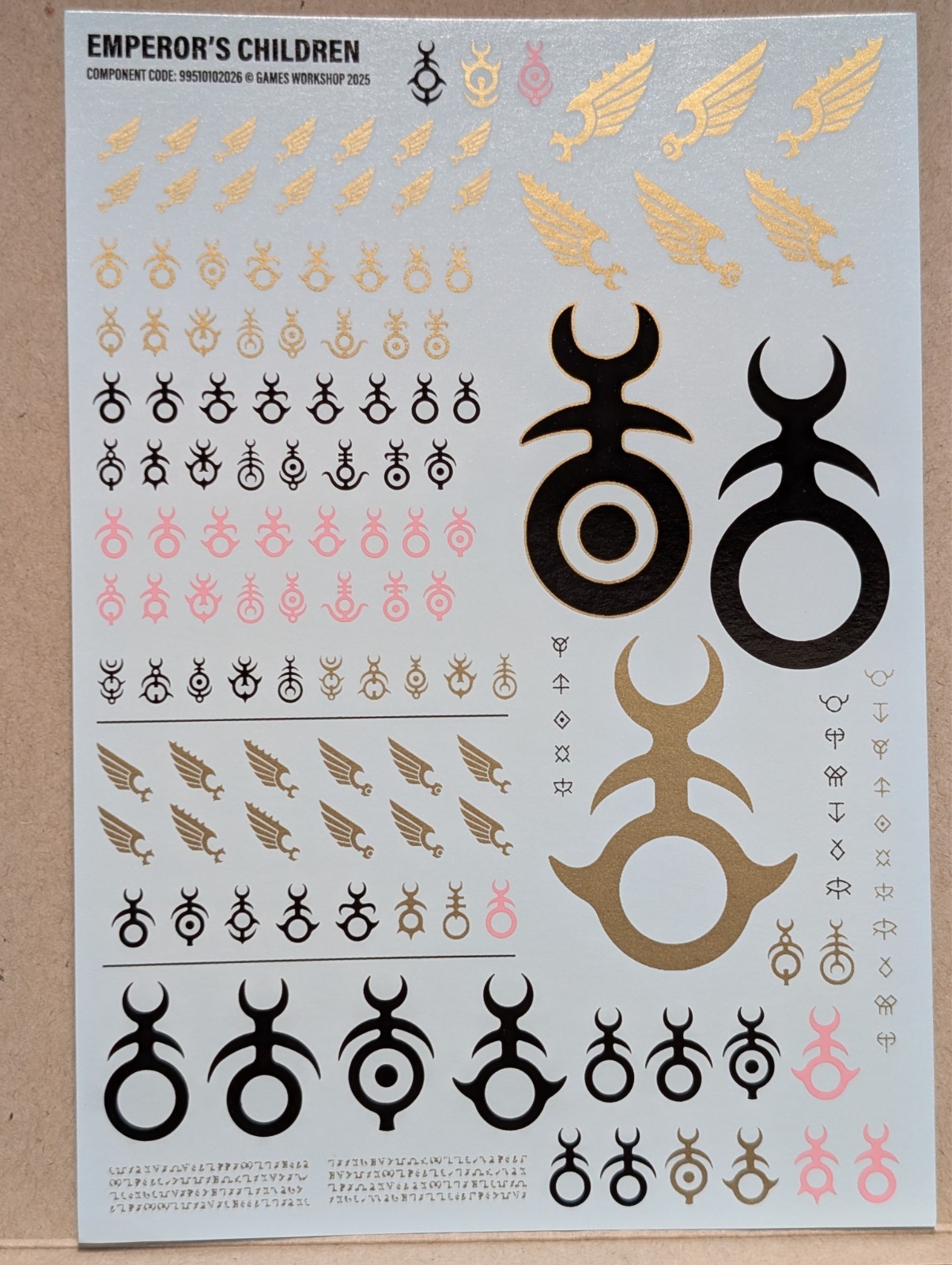 Emperor's Children 2025 Chaos Space Marines Transfer Sheet Decals Warhammer 40k