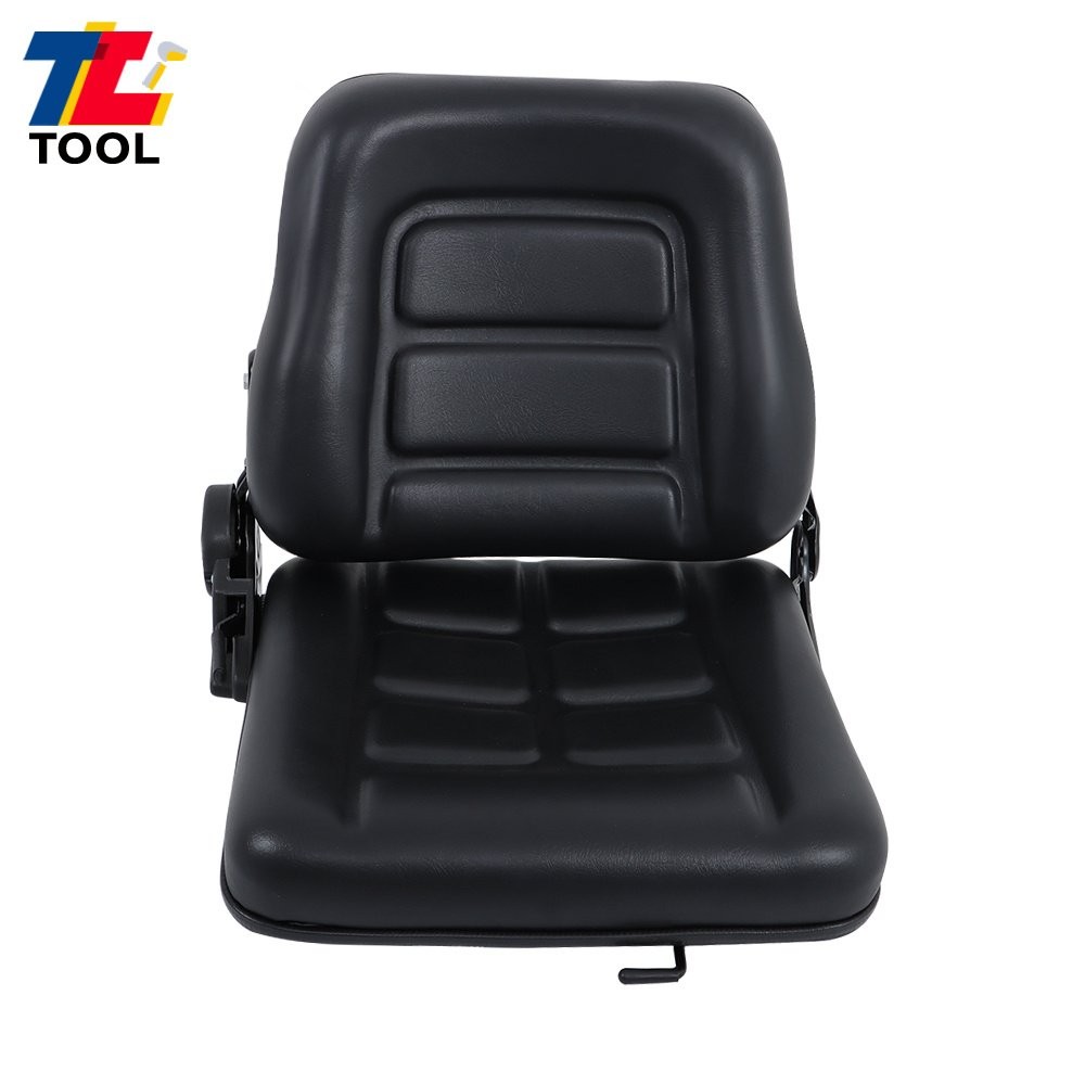 Universal Fold Down Forklift Seat with Adjustable Angle Backrest 0-90° Black
