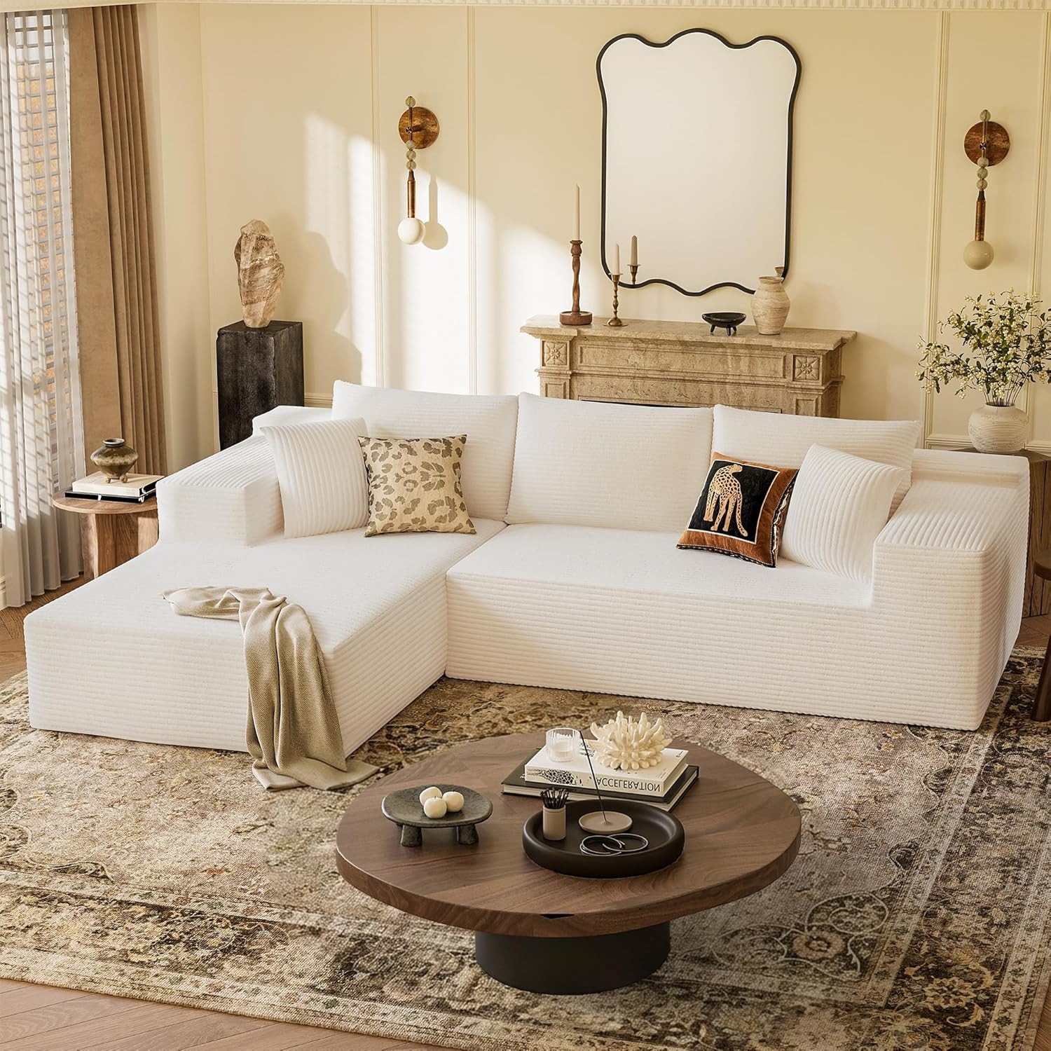 Boneless Couches for Living Room, 108" Sectional Modular Sectional Sofa with Dee