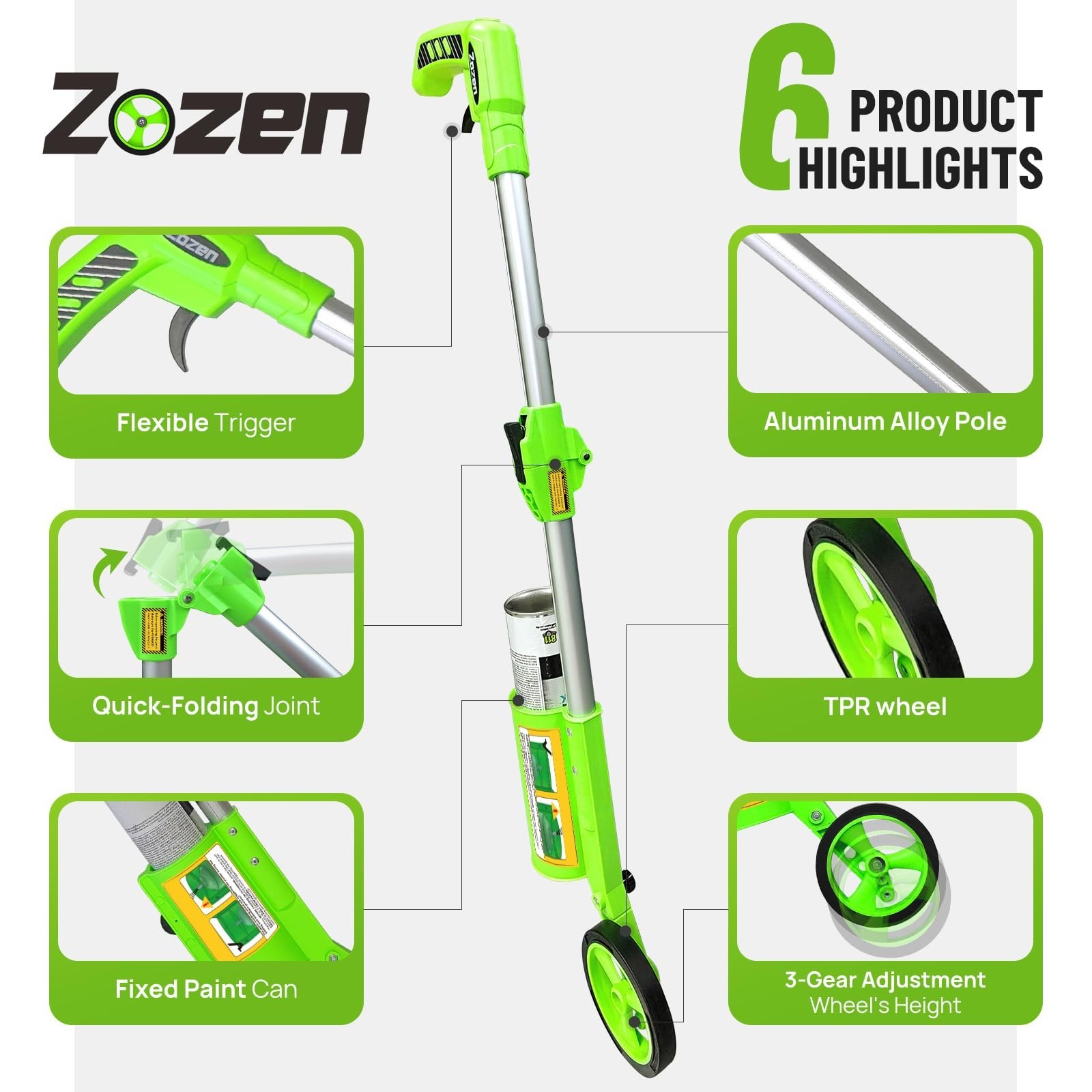 zozen Marking Paint Wand, Foldable with Carry Bag, 3-Line Widths Adjustable |...
