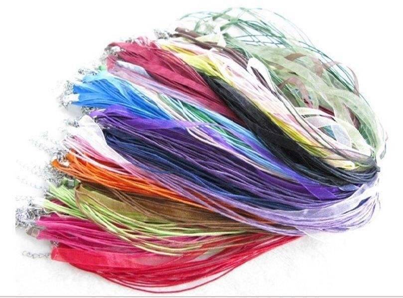 Wholesale 50pcs MIXED Color RIBBON VOILE CORD NECKLACES