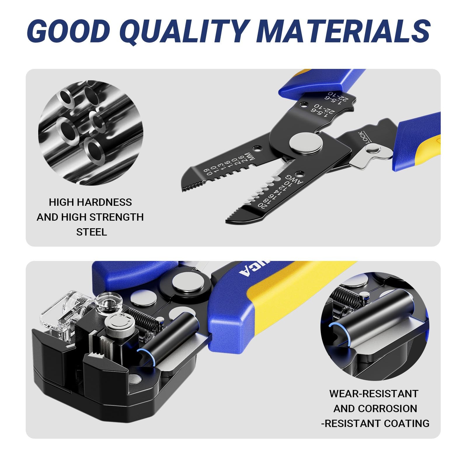 Wire Stripper Tool Set 10-24 AWG Self Adjusting Automatic Cable Cutter Blue