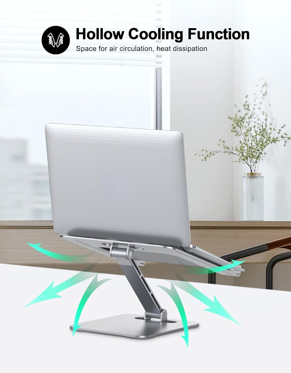 Foldable Laptop Stand, Height Adjustable Ergonomic Computer Stand for Desk, Alum