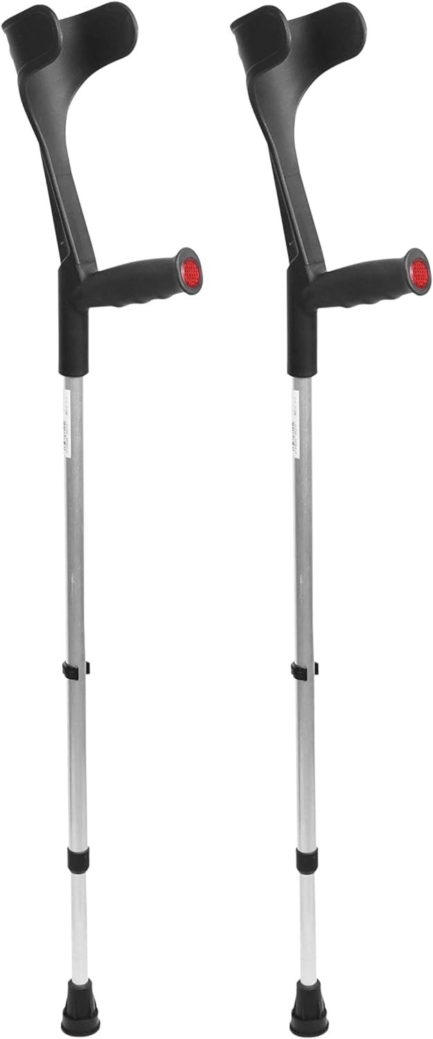 Stylish Black Forearm Crutches for Adults - Lightweight & Adjustable, Set of 2