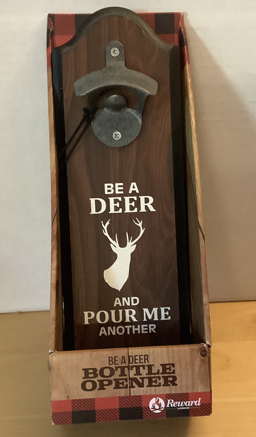 REWARD LODGE "BE A DEER & POUR ME ANOTHER" WALL MOUNT BOTTLE OPENER Vintage