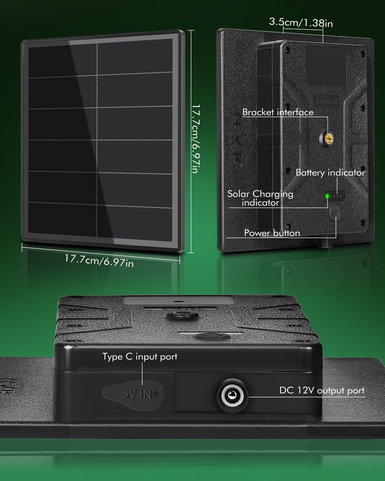 KEPEAK Solar Panel for Trail Camera - 6000mAh 1 Pc trail camera solar panel