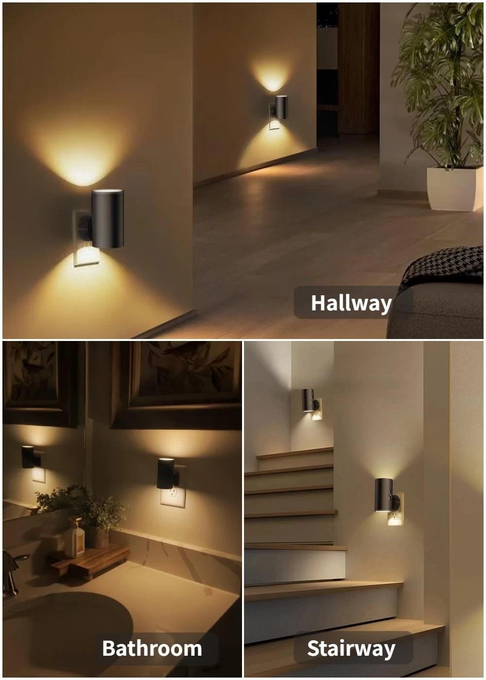 LED Night Lights Plug into Wall Dusk to Dawn Sensor5-300lm Adjustable Brightne