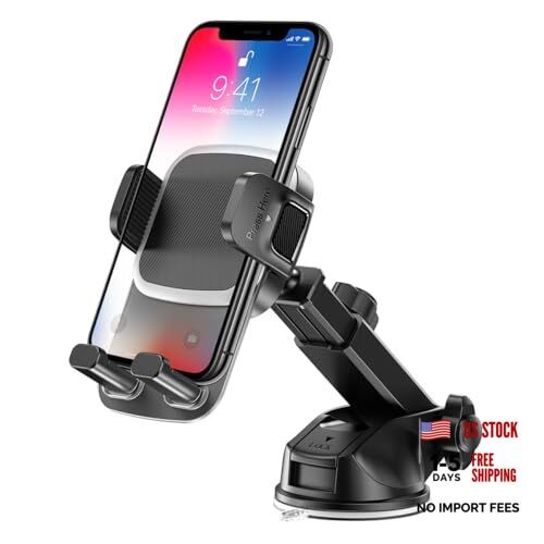 Car Phone Holder, 360° Adjustable Vehicle Dashboard Windshield Cellphone Mount