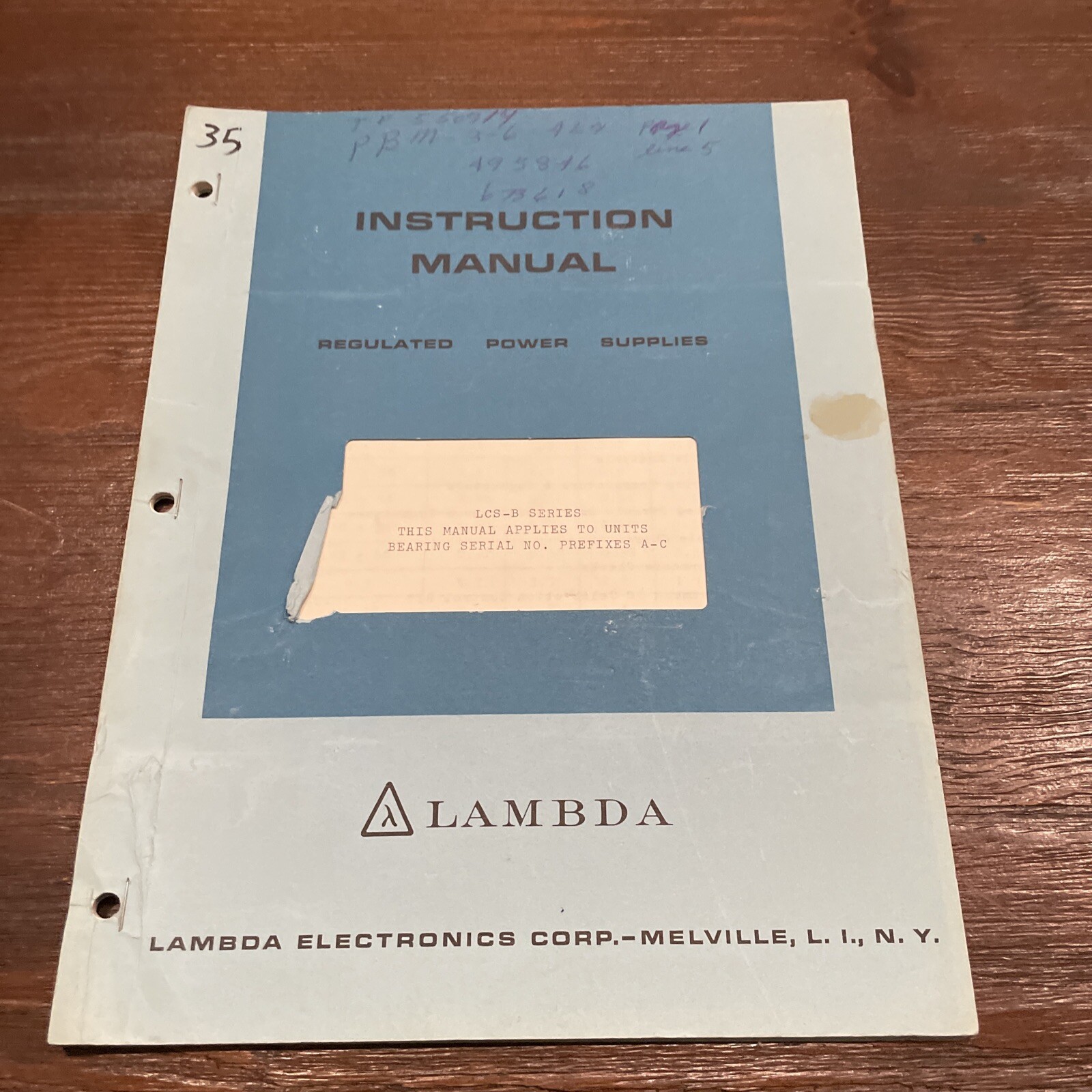 Lambda LCS-B Series Regulated Power Supply Prefixes A-C Instruction Manual