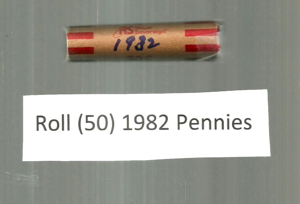 Roll of 1982 P&D Lincoln Pennies from Circulation - Ungraded