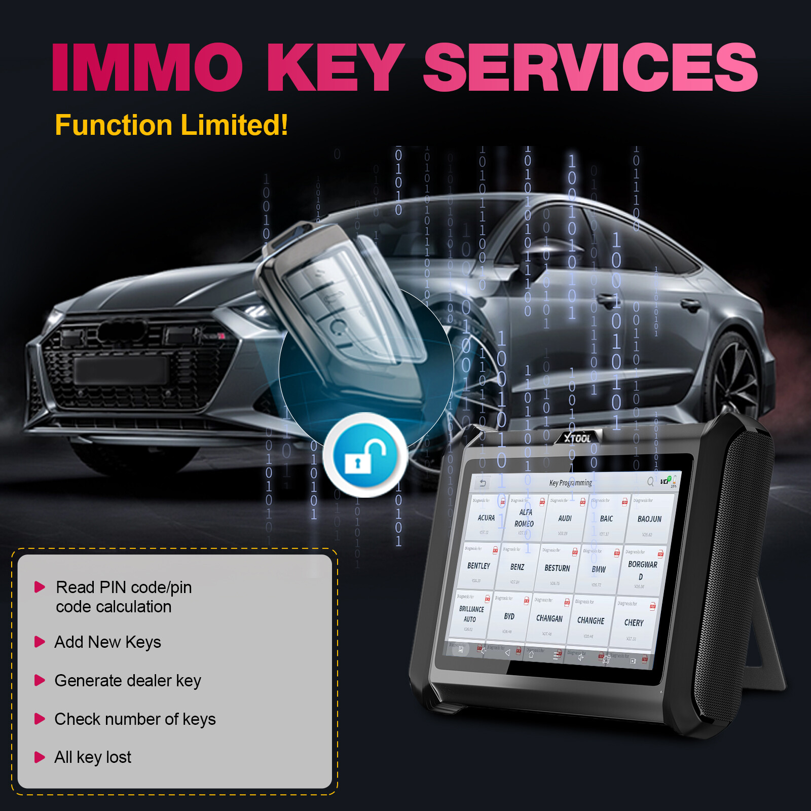 XTOOL D7W Auto Diagnostic Scan Tool 36+Resets E/CU Coding K`ey Programmer DOIP