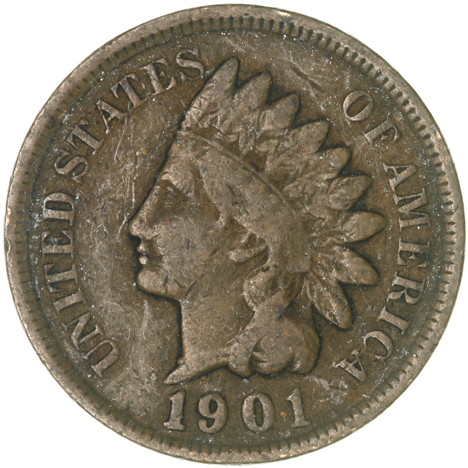 1901 (P) Indian Head Cent Very Good Penny VG