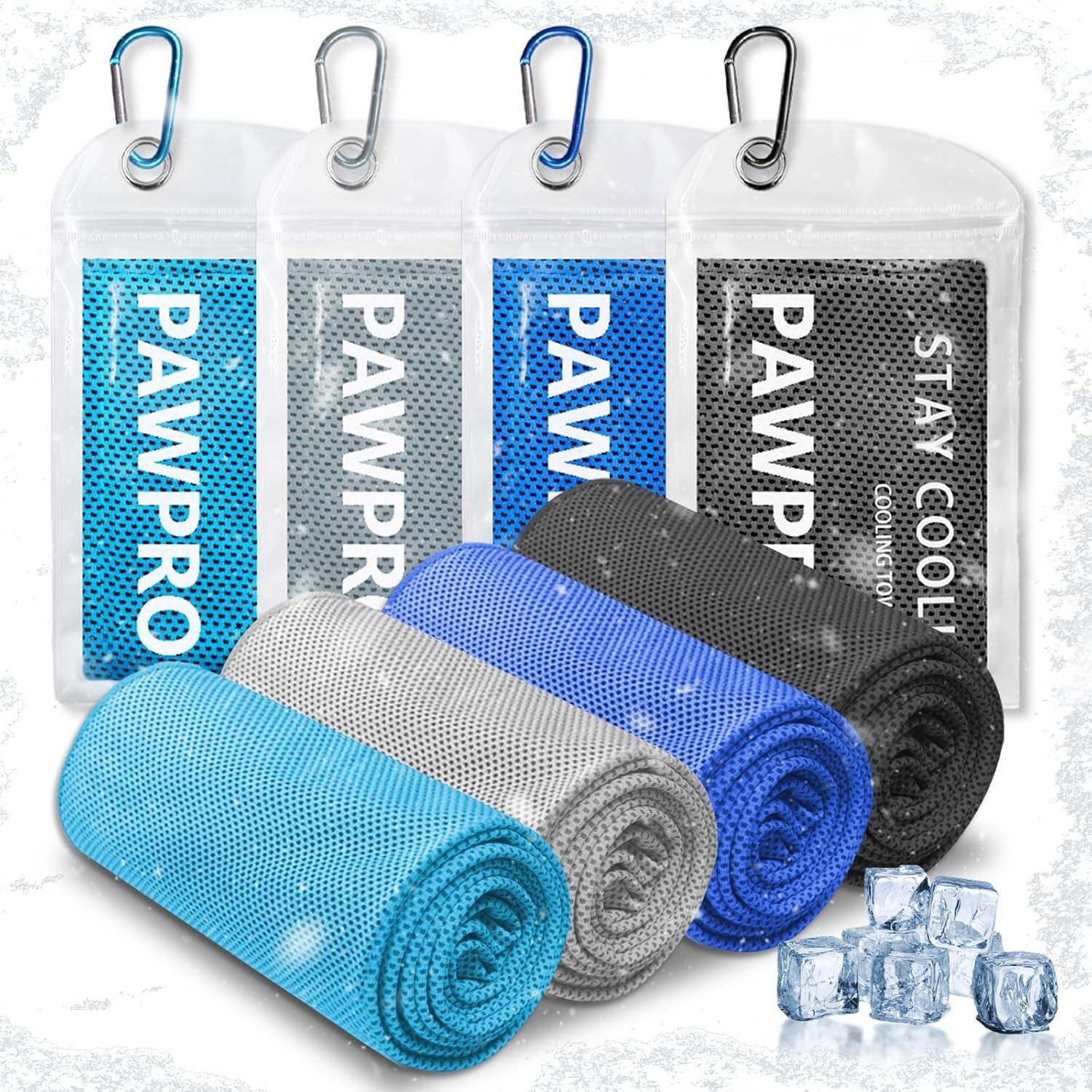 4 Packs Cooling Towels for Neck and Face, Soft Breathable Gym Towels with Waterp