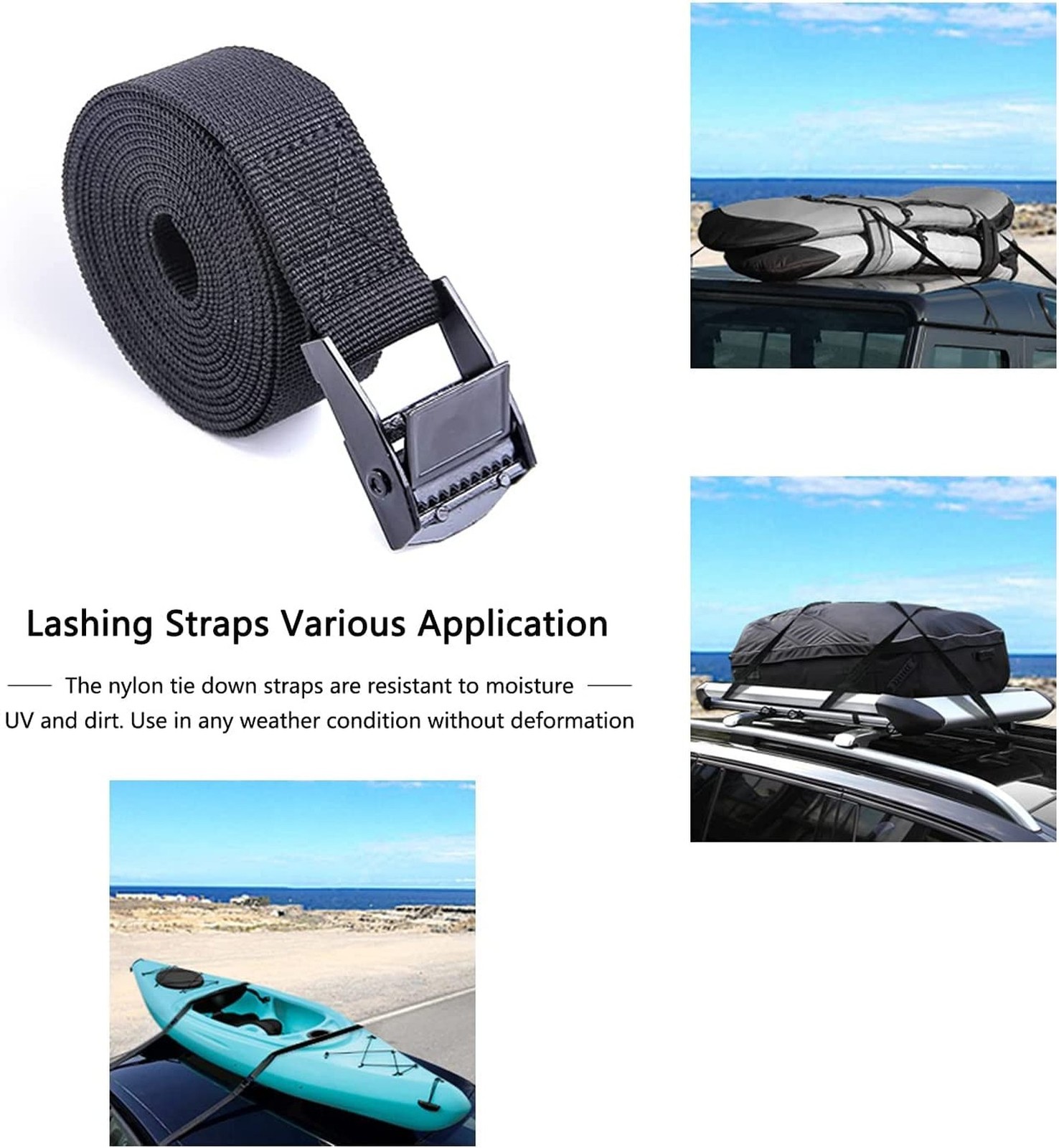 Premium Tie Down Nylon Strap - 2Pcs Cam Buckle Tie Down Straps Heavy Duty Sec...