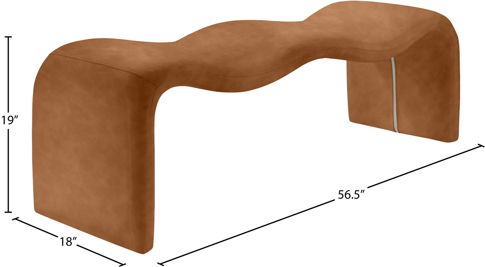 Meridian Furniture Willow Cognac Vegan Leather Bench