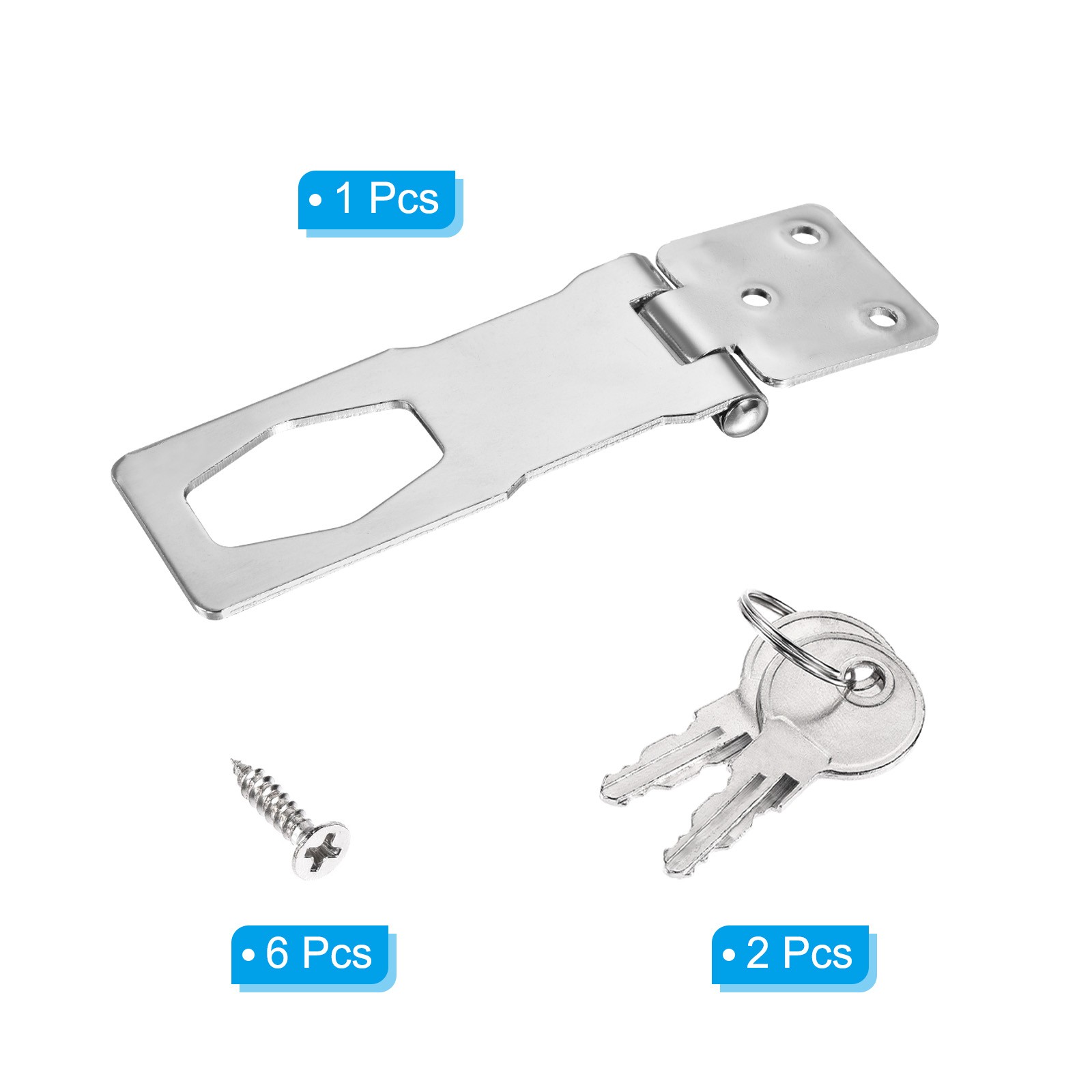 4Inch Keyed Hasp Locks Twist Knob Locking Keyed Different, Silver
