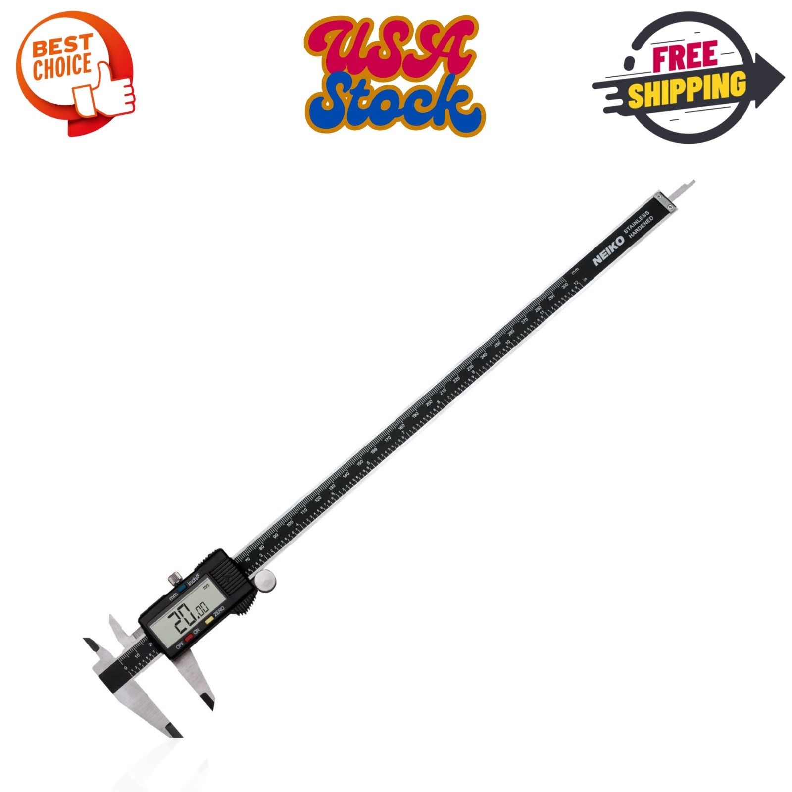 12” Electronic Digital Caliper, Extra Large Display, 0-12 Inches, Inch/Fractions