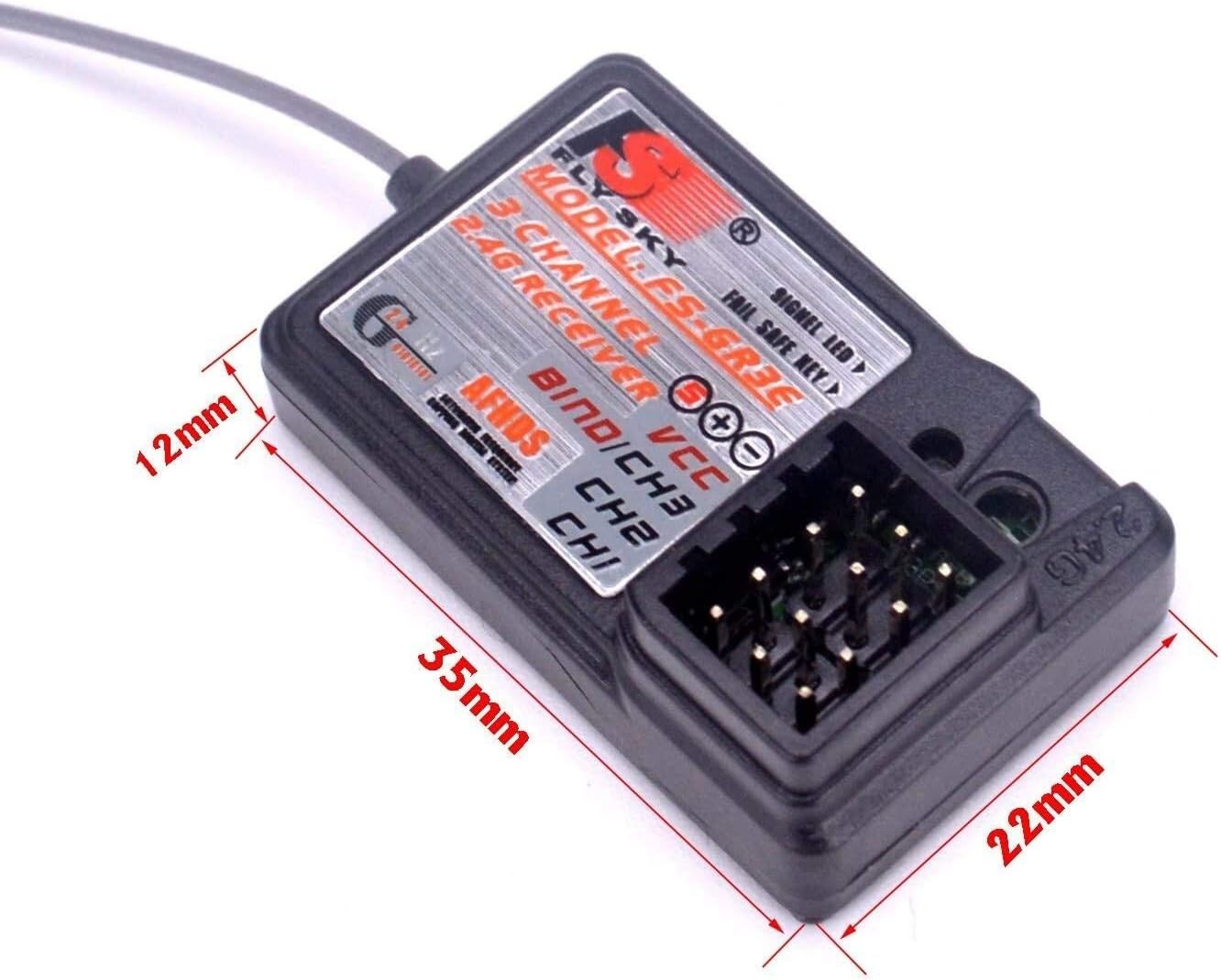 Flysky Receiver FS-GR3E AFHDS Long Range 3CH 2.4GHz Receiver for FS-GT2 FS-GT...