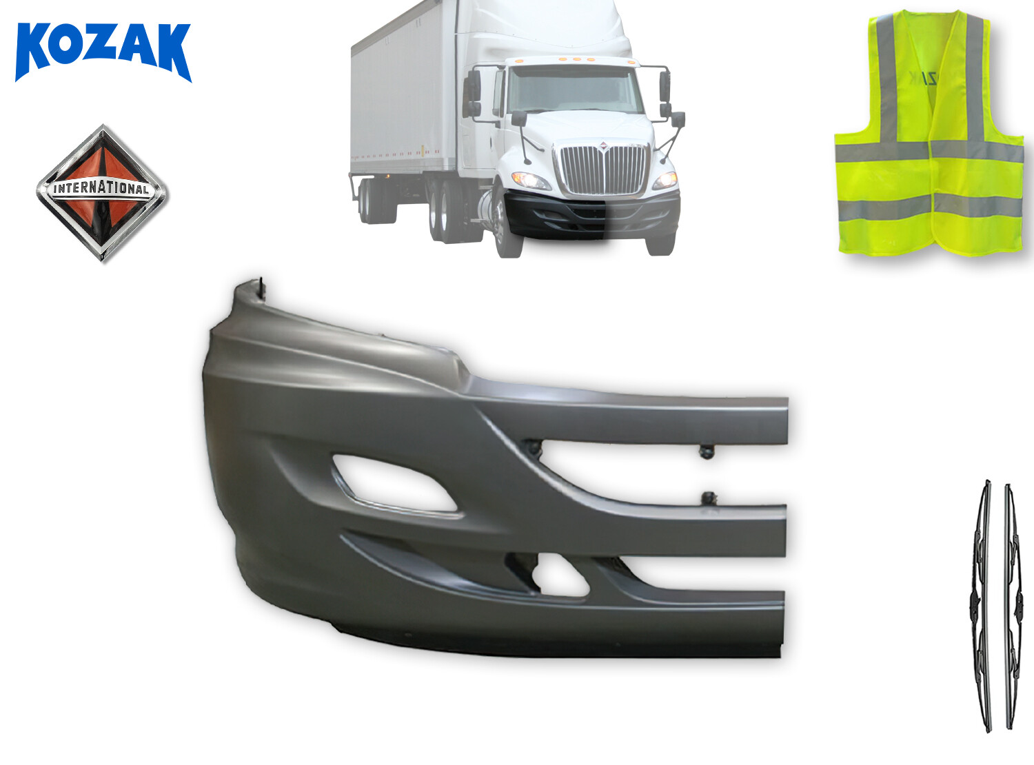 Bumper Corner With Fog Lights Holes Right Side International Prostar