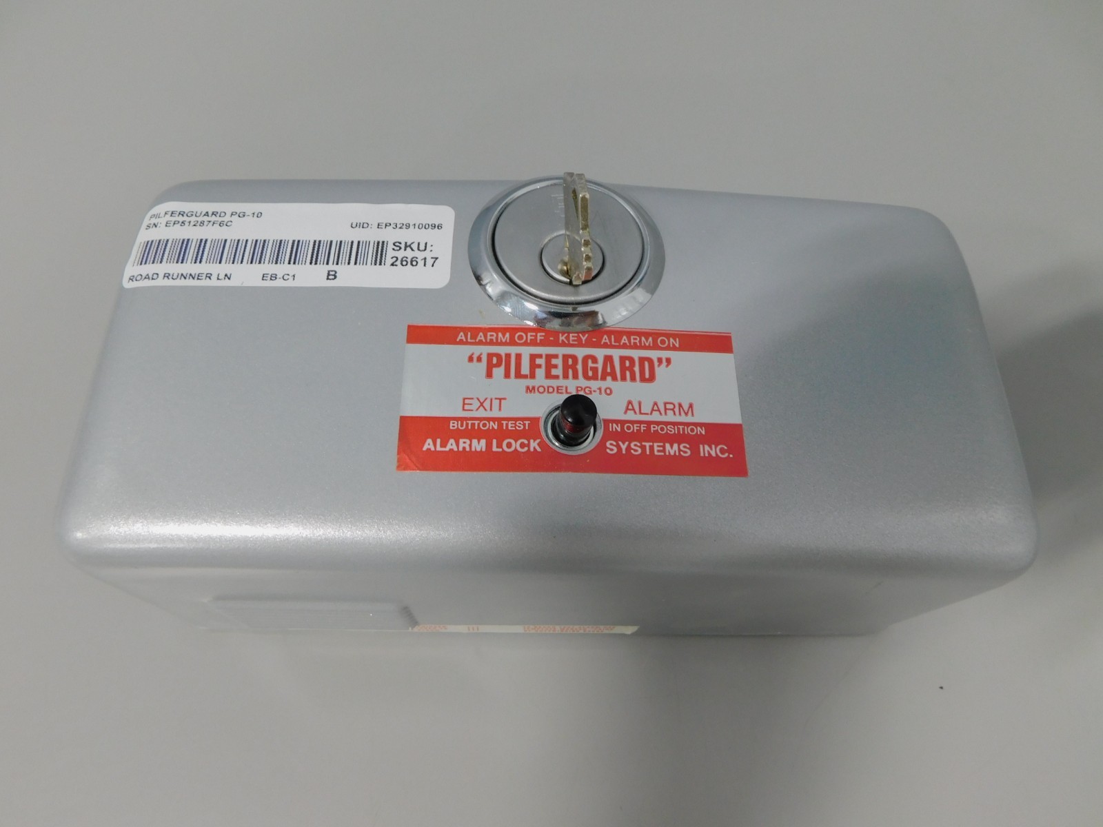 Pilfergard Exit Door Alarm PG-10 On & Off Key - Used - Only 1 key