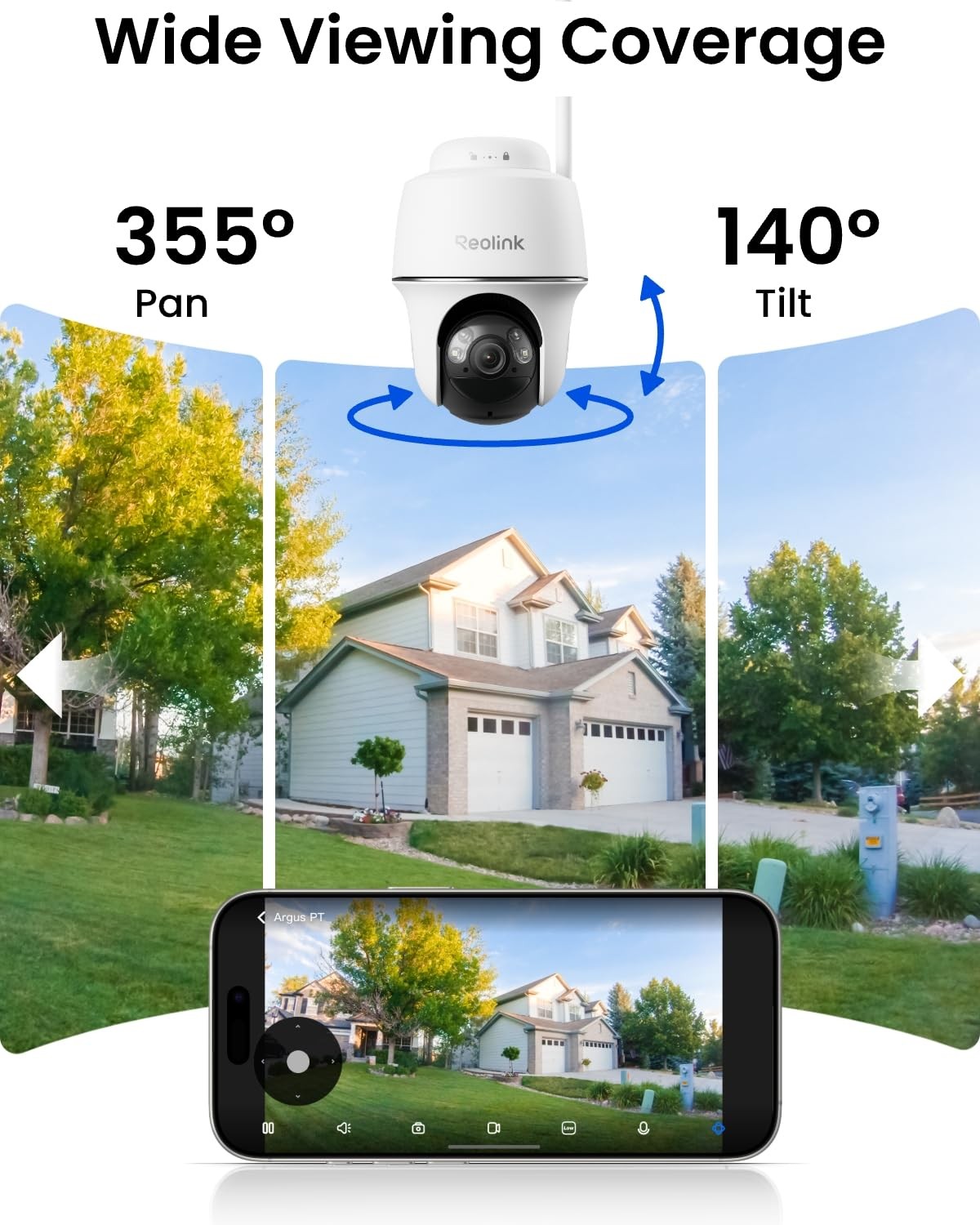 REOLINK 360° PT Solar Security Cameras Wireless Outdoor System 2 Pack White