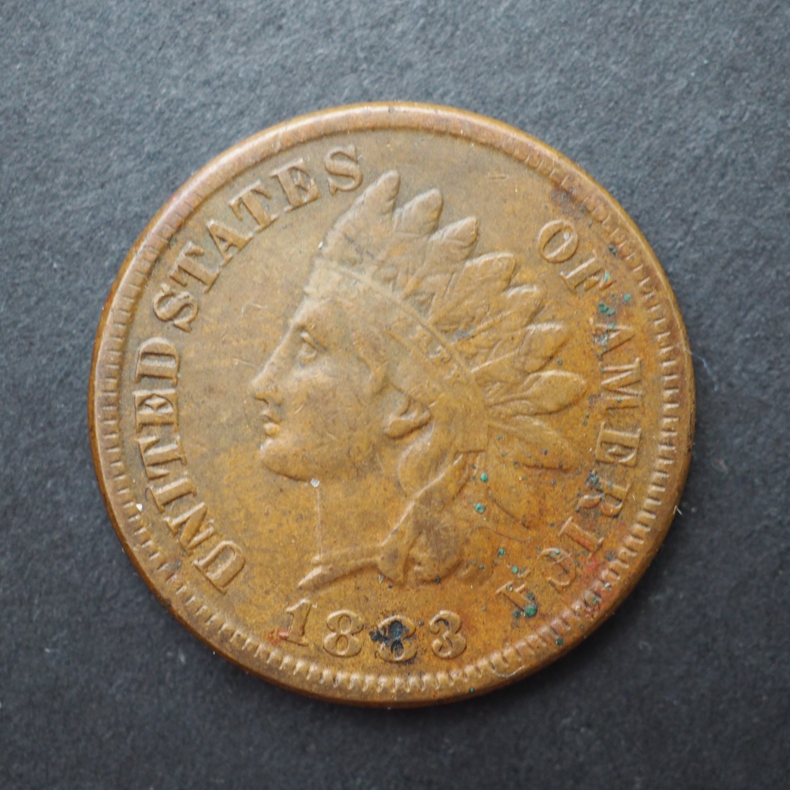 1883 INDIAN HEAD CENT *SPOTS* - FREE SHIPPING! C4581