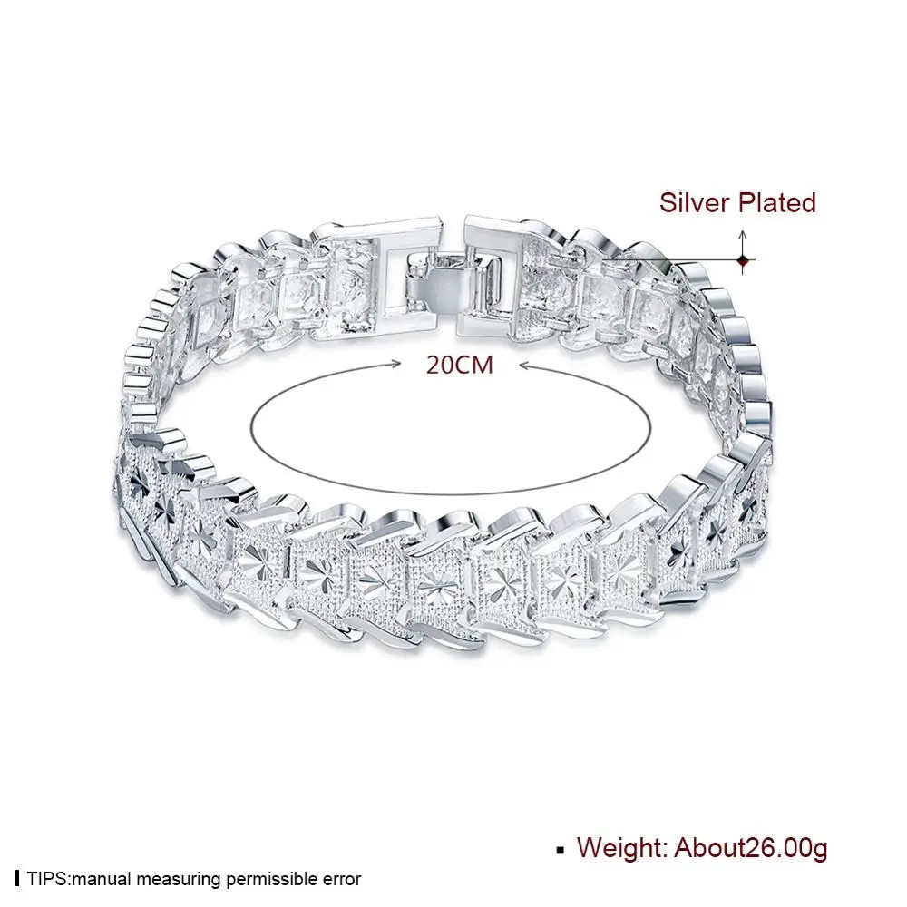 Pulsera Abalorio De Plata Para Hombre Brazalete De Cadena Joya Men Lujo Elegante