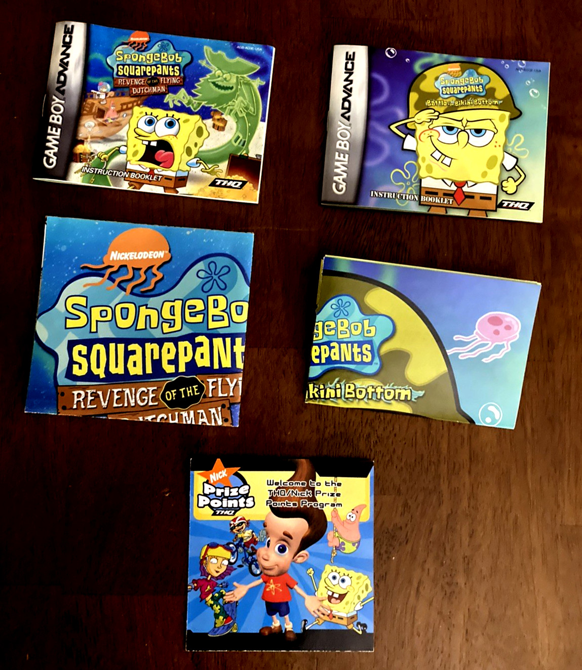 SET OF 5 SpongeBob Gameboy Advance Instruction Booklets Inserts Posters Points