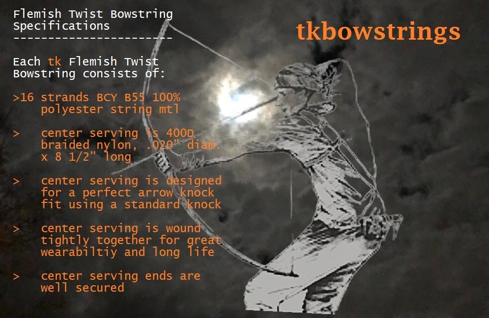 Flemish Twist Bowstring / NEW TRI-COLOR SERIES / B55 / CHOOSE STRING LENGTH!