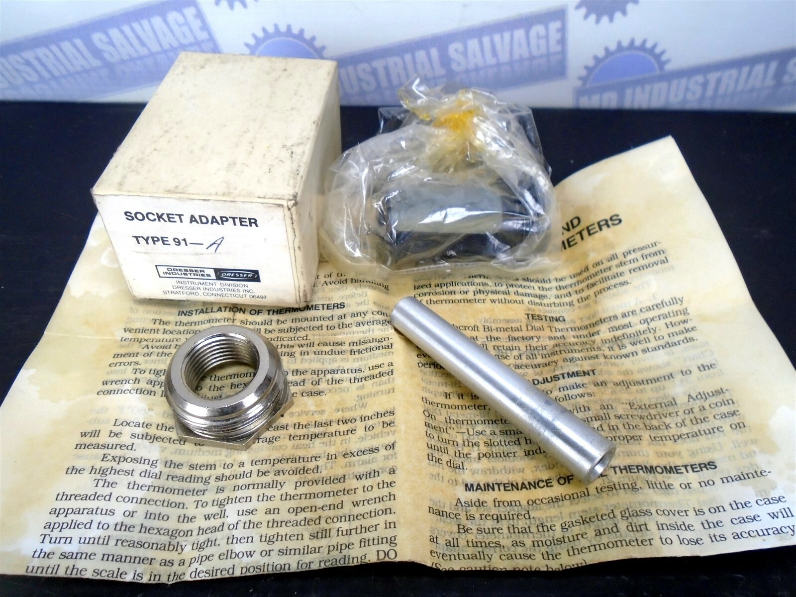 Dresser TYPE 91-A (NEW) BI-METAL THERMOMETER Adapter to and Existing GLASS WELL